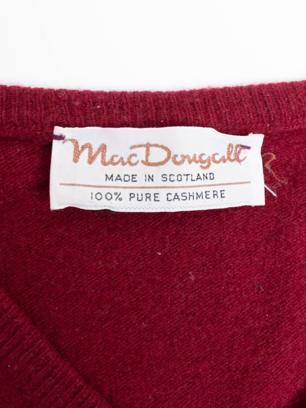 Vintage MacDougall 100% Pure Cashmere V-Neck Sweater Cranberry Red Scotland S - Picture 5 of 10